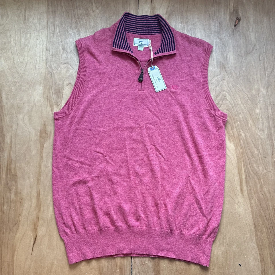 Southern Tide Suéter Chaleco Para Hombres Grande Media Cremallera Mezcla de Lana Golf Pullover Foto 1 de 4