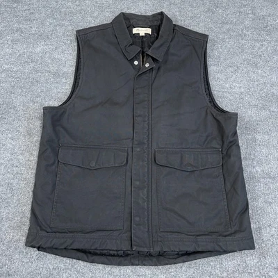Madewell Vest Mens L Gray Waxed Canvas Quilt Lined Water Resistant Full Zip - Image 1 of 4