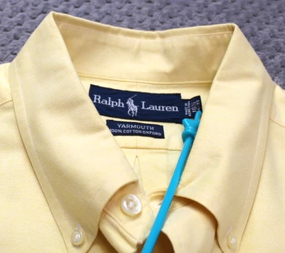 Ralph Lauren 衬衫男式特大号黄色雅茅斯牛津小马标志经典合身 — 第 1/4 张图片