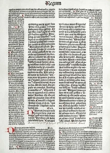 Foglio incunabolo originale Biblia latina Regnum Koberger Folio - 1487 - Foto 1 di 3