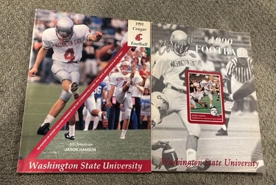 1990 91 Washington State Cougars football media guide Jason Hanson Drew Bledsoe - Image 1 of 3
