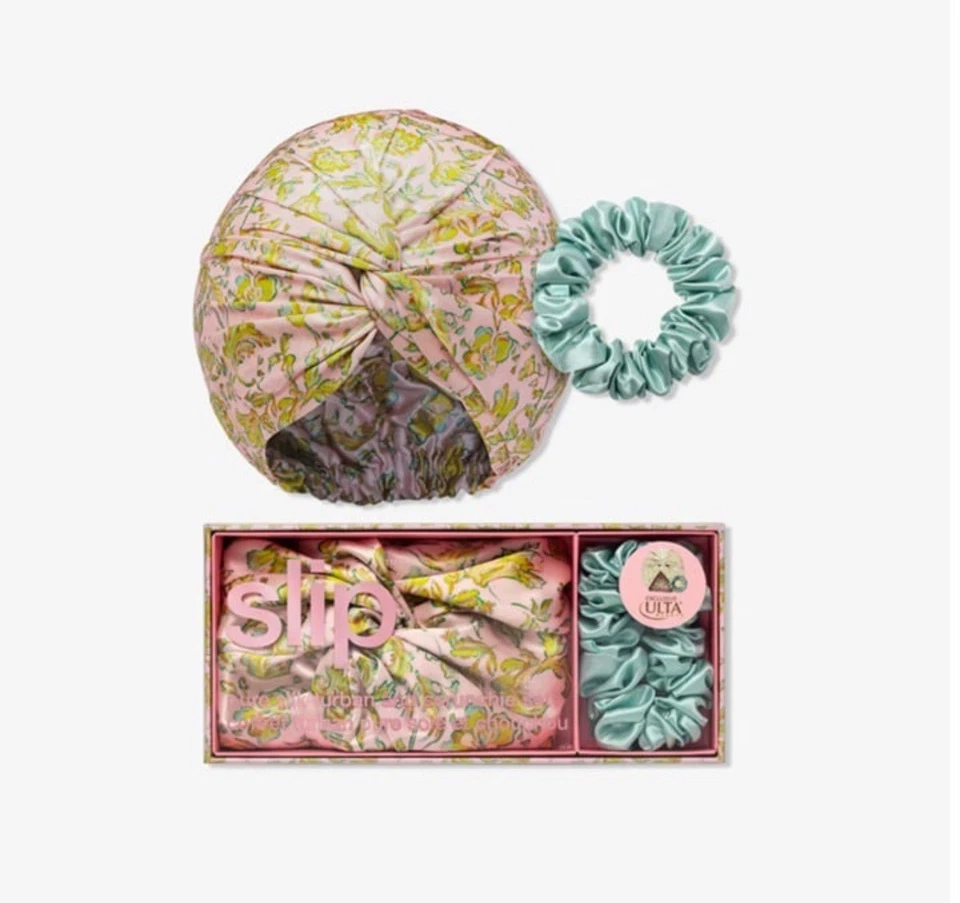 SLIP Pure Silk Turban And Scrunchie Gift Set - Fern New In Box - Image 1 of 3