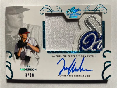 2016 Leaf Trinity IAN ANDERSON RC Logo Patch Blue Foil Auto /10 BRAVES  ANGELS - Image 1 of 2