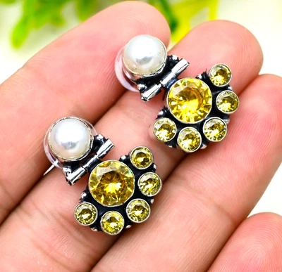 Fantastici orecchini gioielli fatti a mano in argento sterling 925 con... - Immagine 1 di 4