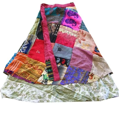 Falda envolvente de verano con retazos de seda con estampado de flores bohemias para mujer talla única Foto 1 de 2