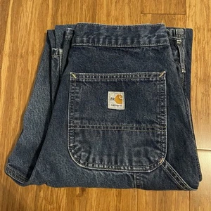 Carhartt FRB13DNM Flame Resistant Denim Dungaree Original Fit Men's size 31x36 - Picture 1 of 7