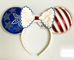 BNWT Disney BaubleBar Americana Minnie Mouse Ears Headband Adult Size - Picture 1 of 2