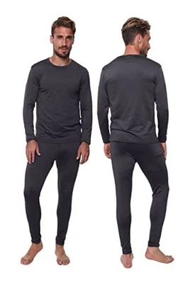 男士保暖内衣长款约翰套装适用于寒冷天气男式 2 3X 大号灰色 — 第 1/4 张图片