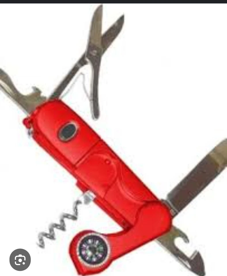 Red Multi-Tool Swiss Army Knife with Scissors and Compass - Image 1 of 4