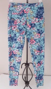 LuLaRoe Leggings Pink/Blue/Purple/Yellow Floral Design One Size - Picture 1 of 6