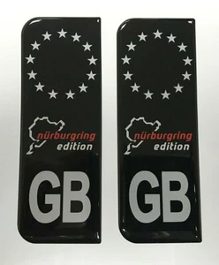 NURBURGRING GB Gris sobre Negro Matrícula de Vehículo Pegatinas GEL ABOVEDADO DE ALTO BRILLO - Imagen 1 de 3