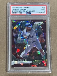 2020 Panini Prizm #98 Justin Turner PSA 9 Mint Burgundy Cracked Ice Prizm /25 - Bild 1 von 2