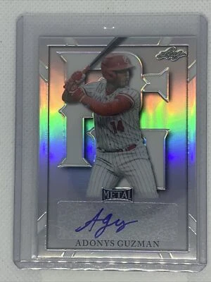 2021 LEAF METAL PERFECT GAME ADONYS GUZMAN AUTO SILVER REFRACTOR - Image 1 of 2