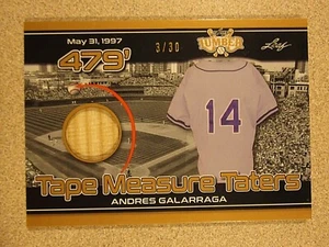 2021 LEAF LUMBER TAPE MEASURE TATERS #TMT-01 ANDRES GALARRAGA RELIC BAT 3/30 - Picture 1 of 2
