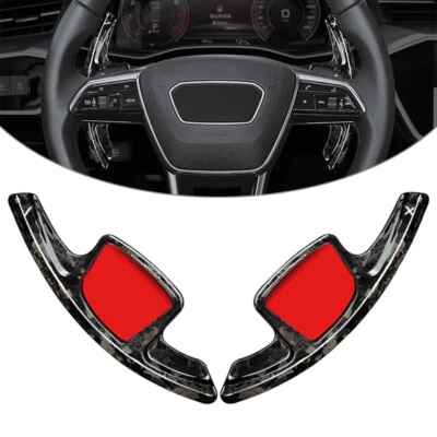 2PCS Steering Wheel Paddle Shifter Extension Carbon Fiber Fit Audi A7 2019-2021 - Image 1 of 4