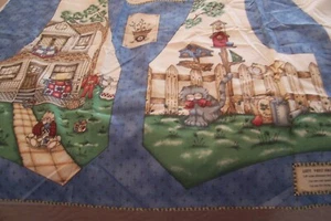 Checkered Past Cotton Fabric Panel for VEST "Fences & Friends" Cats Bird Houses - Picture 1 of 2