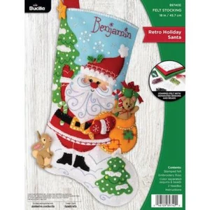 Bucilla 18" Filz Weihnachten Strumpf Kit-Retro Urlaub Santa 89740E - Bild 1 von 4