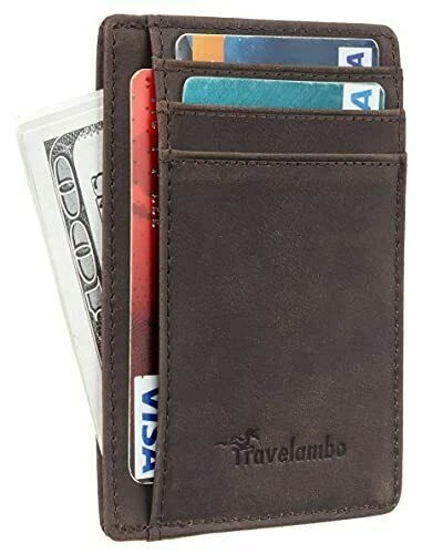 Travelambo Front Pocket Minimalist Leather Slim Wallet - Crazy Horse