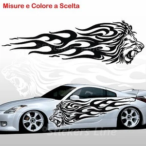 2 Adesivi leoni fiammanti LION FLAME auto tuning moto camion stickers lion - Imagen 1 de 1