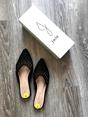 Zapatos sin cordones Joie BEHOLD de tacón ancho con punta tejida mula en negro talla 7 Foto 1 de 4