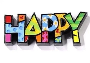 Britto Mini Figurine Word Happy Rare Retired - Picture 1 of 1