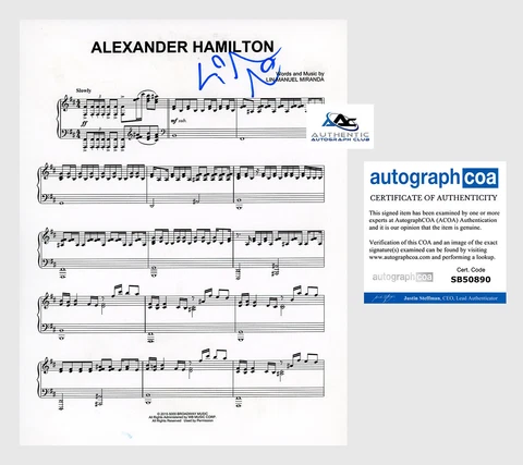 LIN MANUEL MIRANDA AUTOGRAPH SIGNED ALEXANDER HAMILTON SHEET MUSIC ACOA Cover