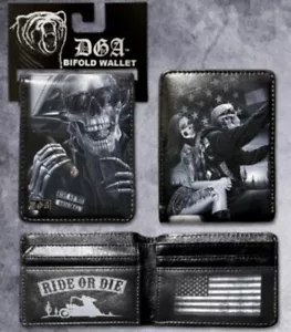 BILLETERA DOBLE DGA PARA HOMBRE RIDE OR DIE DAVID GONZALES ART MOTO HOMIES NUEVA - Imagen 1 de 6