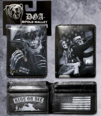 DGA BILLETERA PLEGABLE PARA HOMBRES RIDE OR DIE DAVID GONZALES ARTE MOTOCICLETA HOMIES NUEVA Foto 1 de 4