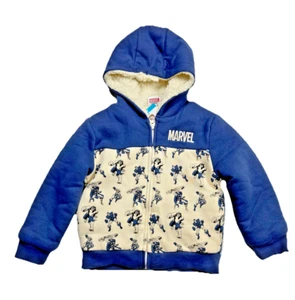 Marvel Super Hero Youth Plush Blue & White Size 4T Full Zip Fleeced Hoodie - Picture 1 of 14