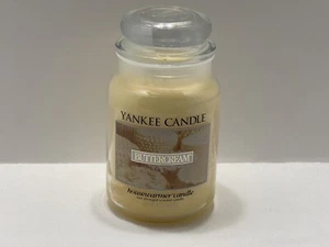 Yankee Candle Buttercreme großes Glas 22 Unzen eingestellter Duft White Label - Bild 1 von 13