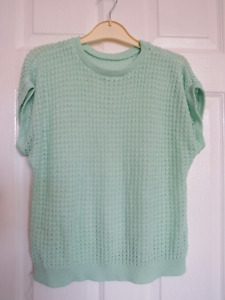 Vintage Women's size apx 14 16 18 green cut out look knitted style jumper top