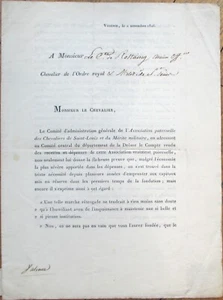 Francia Real Orden Carta Conde de Rostaing Valence Saint-Louis 1826 Sello - Imagen 1 de 3