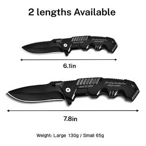 Custom Name Texts Personalized Pocket Knife Tactical Folding Handle Lightweight