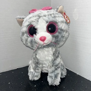 Ty Beanie Boo's Kiki Rayas Gato 9" Gris - Imagen 1 de 5