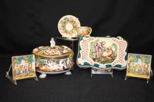 7pc Vinatge Capodimonte CHERUB PUTTI ANGELS Mixed Lot: Cup +Saucer, Boxes, Trays - Picture 1 of 12