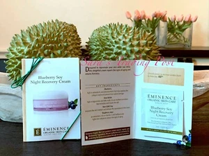 6 muestras de tarjetas Eminence Blueberry Soy CREMA DE RECUPERACIÓN DE NOCHE 3 ml/.10 oz + bono 🙂 - Imagen 1 de 1