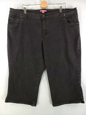 Pantalones Cortos Woman Within 24W Negros Denim Longitud Skimmer Bolsillos Elastizados Foto 1 de 4