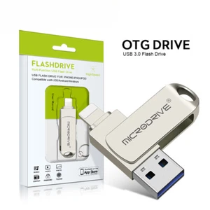 Usb 3.0 Flash Drive with 2 In 1 USB-A To Lightning Interface for Iphone Ipad New - Afbeelding 1 van 11
