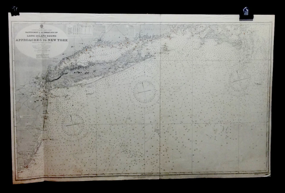 VINTAGE ADMIRALTY  CHART. No. 2480. APPROACHES to NEW YORK. 1896. - Image 1 of 4