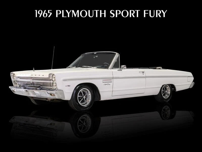 Plymouth Sport Fury 1965 convertible en metal blanco letrero: 12x16" y envío gratuito Foto 1 de 1
