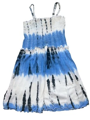 Vestido sin mangas Flowers By Zoe niñas pequeñas azul y blanco tie dye 2T Foto 1 de 2