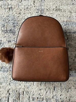 ALDO Brown Faux Leather Backpack - Image 1 of 4