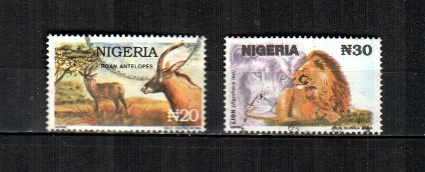 NIGERIA Scott's 615D-E (2v) vida silvestre africana en muy buen estado usado (1992-93) Foto 1 de 1