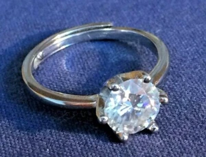 Ring Moissanite, Topaz, Peridot, Garnet, 7mm Solid Sterling Silver Adjustable - Picture 1 of 15