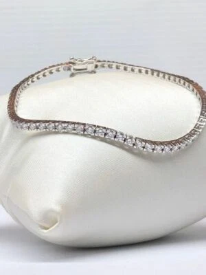 Bracciale tennis uomo donna oro 18 kt 750% diamante brillante 2.72 ct F/color vs - Immagine 1 di 4