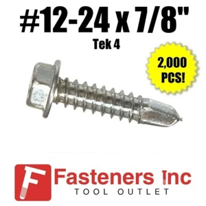 INTERCORP H4 #12-24 x 7/8" Self Drilling Screw Hex Washer Head (Tek 4) 2,000 BOX - Picture 1 of 3