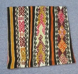 Vintage Rustic Turkish Anatolian Kilim Pillow Cushion Hand Woven Wool 20" x 20" - Picture 1 of 1