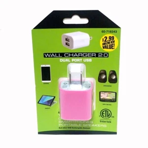 USB Dual Wall Fast Charger 2.0 Pink Adapter 5V 1A 2A For Android, Galaxy, iPhone - Picture 1 of 7