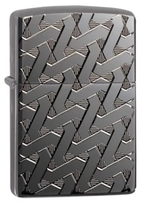 Zippo 49173, Geometric Weave Deep Carve Armor Lighter, Black Ice Finish - Picture 1 of 3