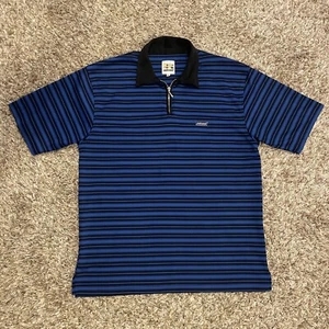 Vintage Redsand Polo Shirt Zipper Collar 90's Surf Skate Beach XL Blue Striped - Picture 1 of 6